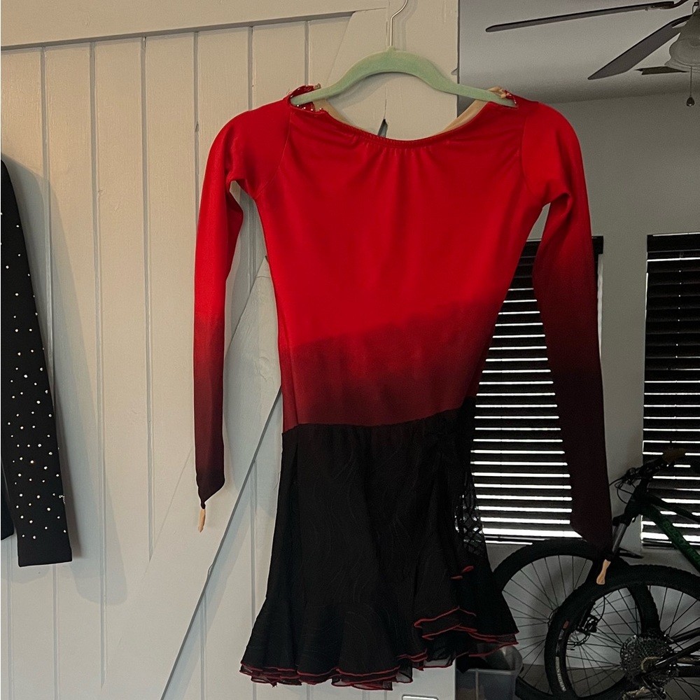 Black/Red Professionally Made Figure Skating Dress